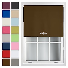 FURNISHED Blackout Roller Blinds with Triple Diamond Eyelets Cut to Size Easy Fit Window Shade - (W)150cm x (L)165cm | Brown | Brown | (W) 150cm x (L) 165cm