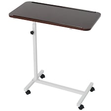 HOMCOM C-Shaped Mobile Table Sofa Over Bed Side Nightstand w/ Casters, Brown
