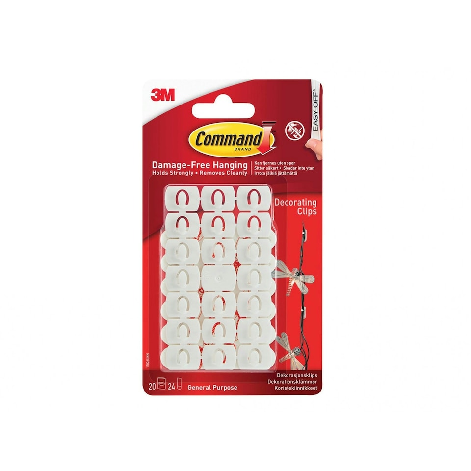 Command White Decorating Clips - Multi Colour - Pack of 20 Hooks