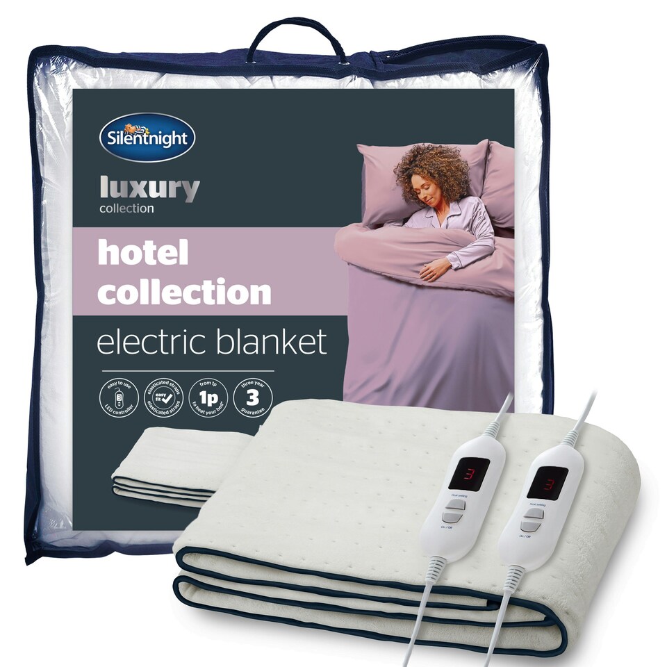 image 1 of Silentnight Hotel Collection Electric Blanket, 3 Heat Settings, Overheat Protection, Easy Fit, Super King