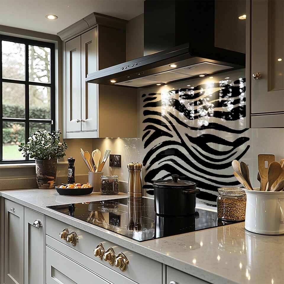 image 1 of Zebra Stripes Print Splash Back | White