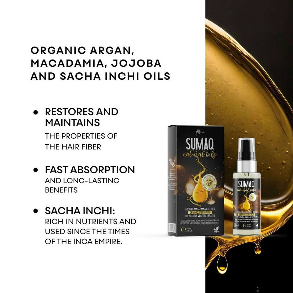 image 1 of Sumaq Natural Oils Hair Oil With Organic Argan Macadamia & Jojoba Natural Oils 60ml