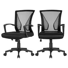 Yaheetech Set of 2 Ergonomic Mesh Office Chair Mid-Back Black | Black