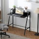 image 2 of HOMCOM 2-Tier Storage Computer Workstation with Shelf, Metal Frame Black