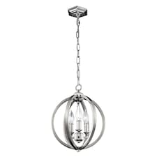 Corinne 3 Light Small Spherical Ceiling Pendant Polished Nickel, E14
