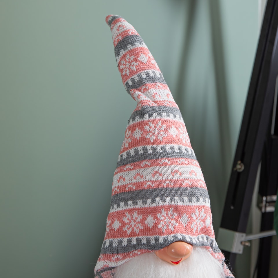 image 1 of 30cm Christmas Male Gonk with LED Light - Striped Hat
