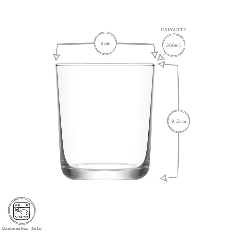 image 1 of LAV Assos Whisky Glasses - 360ml - Pack of 12 Clear