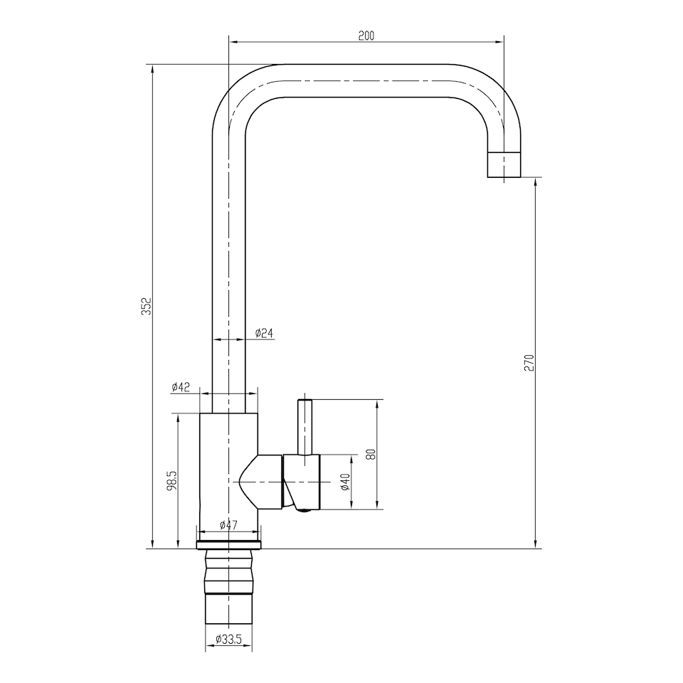 image 1 of Balterley Modern Square Single Lever Kitchen Sink Mixer Tap - Top Fix Installation | Black | Matt Black | 1