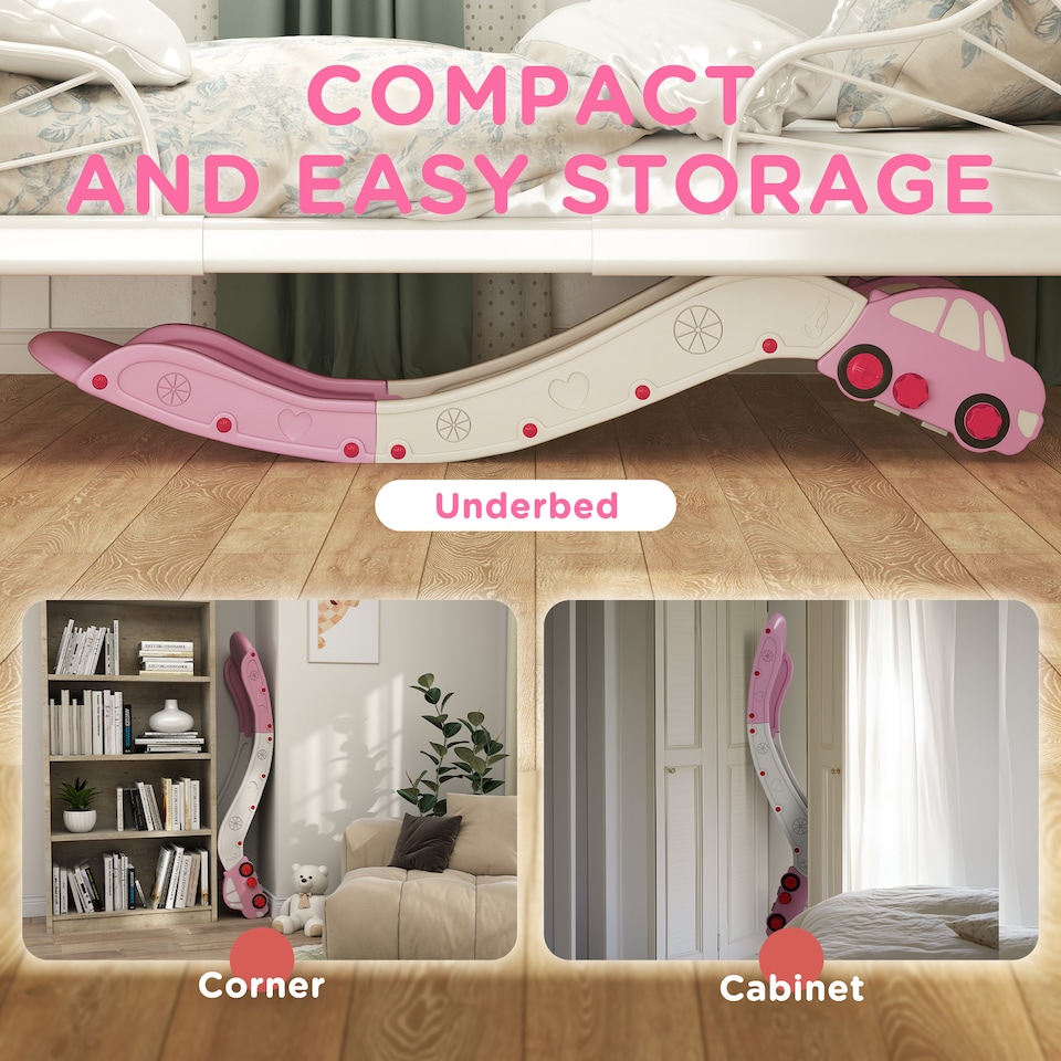 image 1 of AIYAPLAY Indoor Toddler Kids Slide for Bed, Sofa, Easy to Assemble, Pink