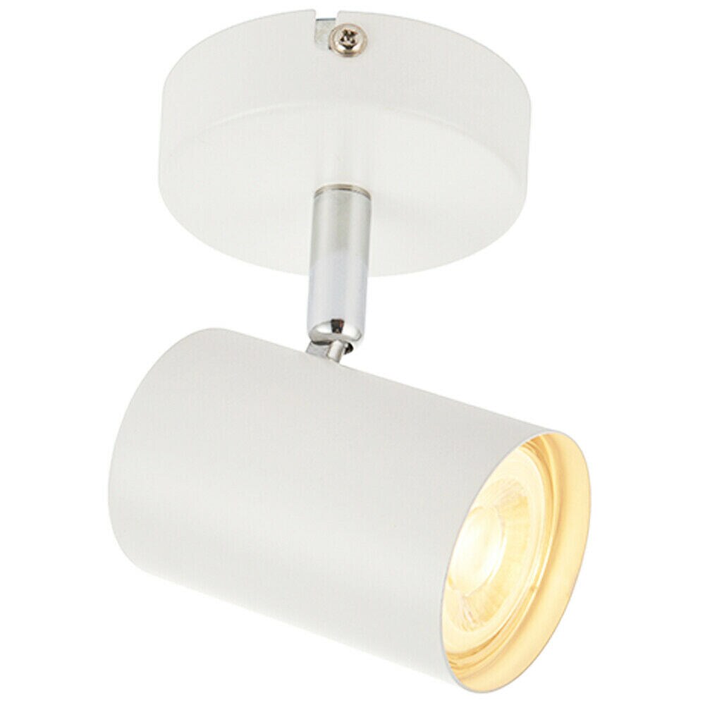 Loops LED Adjustable Ceiling Spotlight Matt White Single GU10 Dimmable Downlight