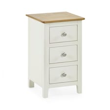 Premium Langford White & Oak Compact 3 Drawer Bedside Table