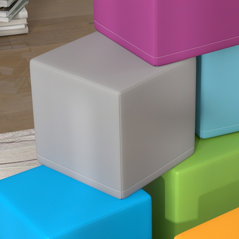 image 1 of HOMCOM 12 PCs Soft Play Blocks Soft Foam Toy Grey