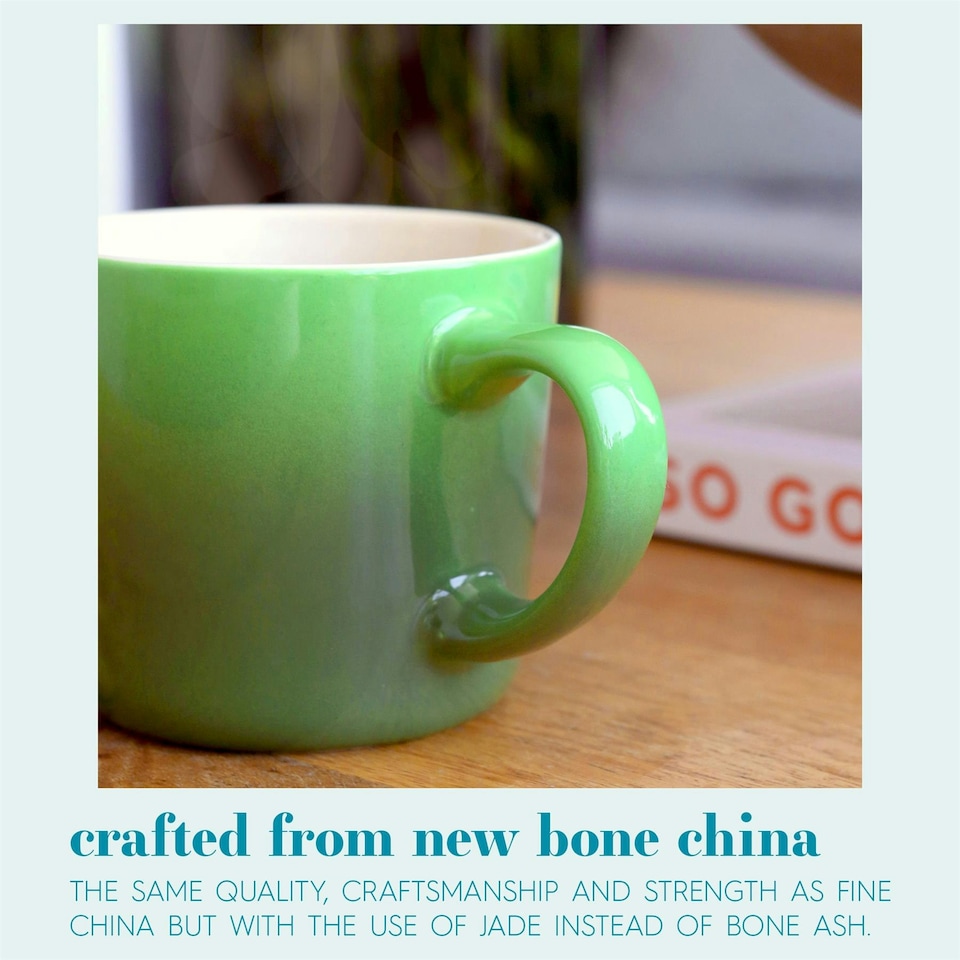 image 1 of Argon Tableware New Bone China Mugs - 330ml - Green Ombre - Pack of 4 Green