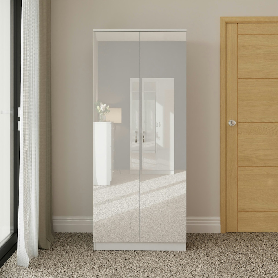 image 1 of FWStyle Chilton 2 Door Wardrobe - White Gloss Front White