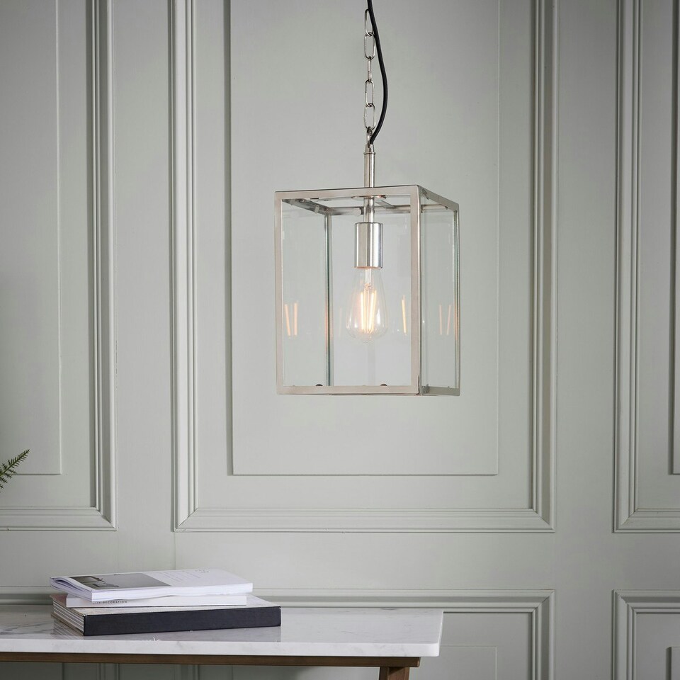 image 1 of Hadden Pendant Bright Nickel Plate & Clear Glass 1 Light Dimmable IP20 - E27