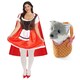 image 1 of Red Riding Hood Costume - Dress, Cape, Tights & Wolf in Basket Red | S