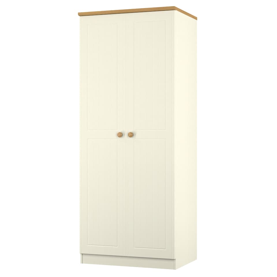 image 1 of Lancaster Double Wardrobe in Cream Ash & Oak (Ready Assembled) | Cream | Cream Ash & Oak