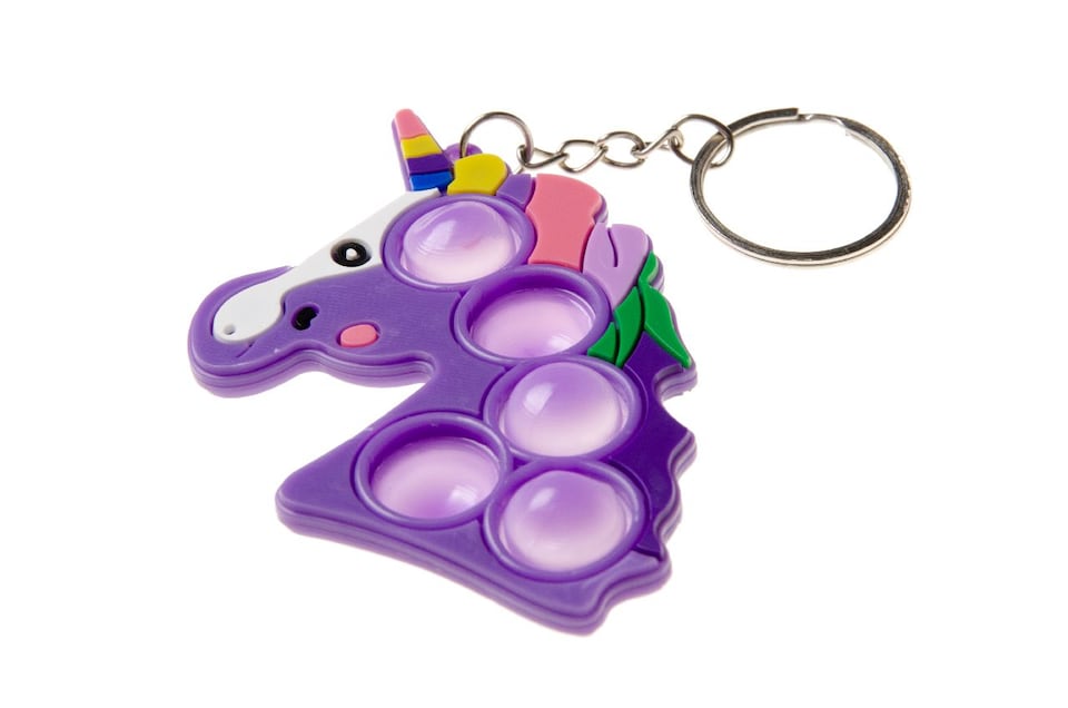 image 1 of Pack of 12 Unicorn-Shaped Pop It Keychains - Treat or Trick Theme Party Bag Filler