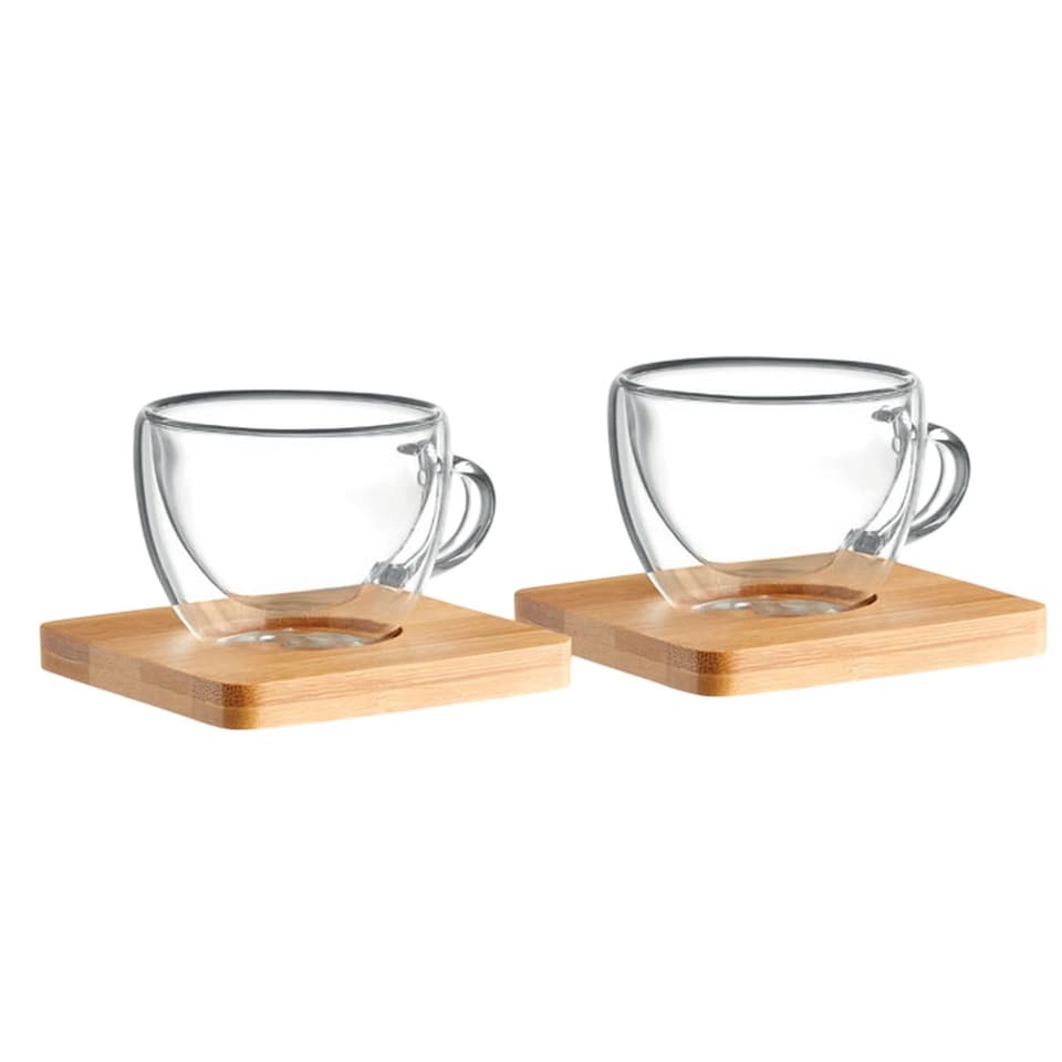 image 1 of MidOcean Belize Double-Walled Espresso Cup & Saucer Set | Clear | Transparent | One Size | 1