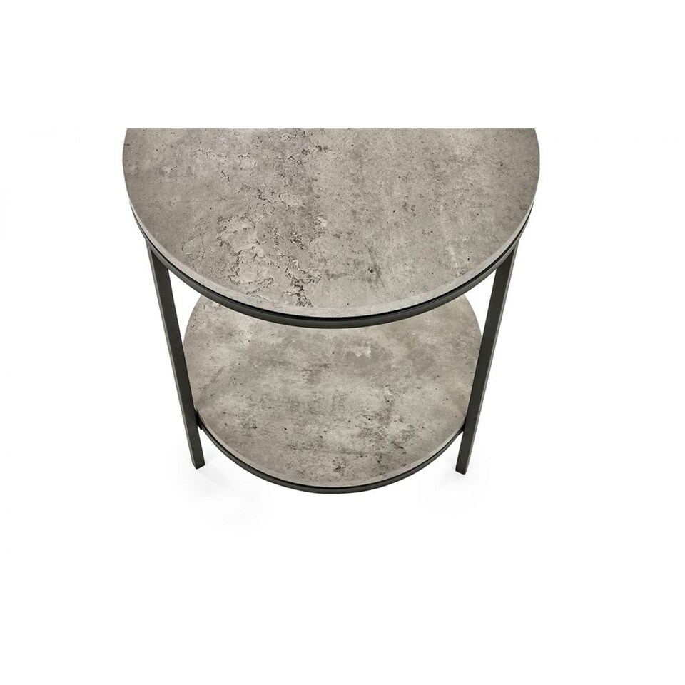 image 1 of Concrete Effect Circular Lamp Table Grey
