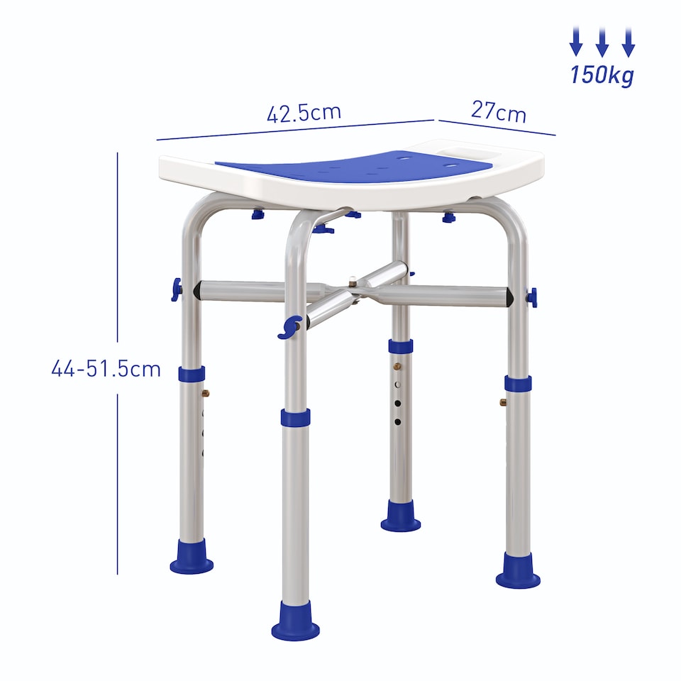 image 1 of HOMCOM Adjustable Shower Stool with Foot Pads for Elderly Disabled Purple