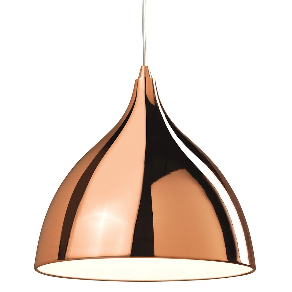 Caf 1 Light Dome Ceiling Pendant Light Copper Finish, E27