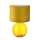 image 6 of Contemporary Ochre Ribbed Glass Table Lamp with Soft Velvet Mustard Shade | Yellow
