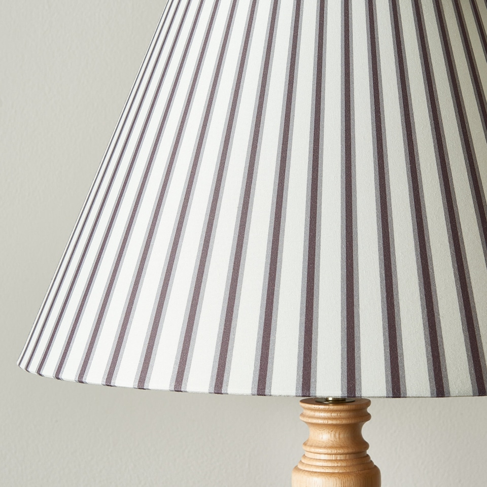 image 1 of Julian - Natural Wood 161cm Floor Lamp with Striped Linen Shade