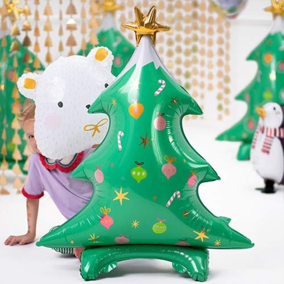 image 1 of Christmas Tree Standing Giant Air Fill Foil Balloon 94cm / 37 in