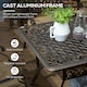 image 3 of Outsunny 7-PC Cast Aluminum Patio Dining Set w/ Umbrella Hole & Cushion, Bronze | Bronze | Bronze tone, Khaki | Table: 150x90x72.5cm, Chair: 62x65x91cm