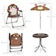image 7 of Outsunny Kids Foldable Four-Piece Garden Set w/ Table, Chairs, Umbrella - Brown | Brown