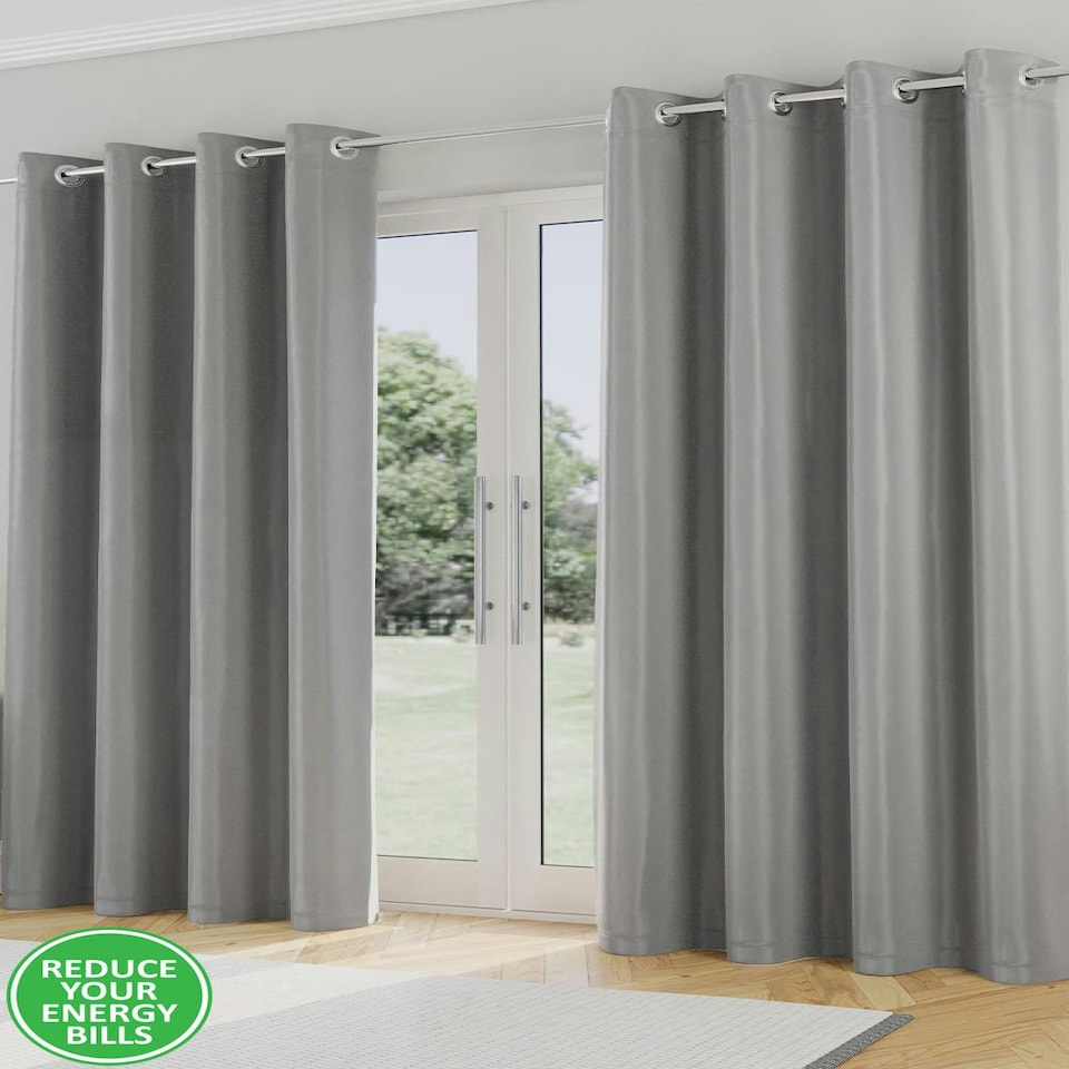 image 1 of Supersoft Grey Curtains 66 x 54 inch (168 x 137 cm) Room Darkening Eyelet Thermal Noise Reducing Curtains for Bedroom and Living Room