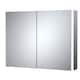 image 1 of Rectangular 2 Door Touch Sensor Mirror Cabinet with 2 Shelves, Demister & Shaver Socket, 800mm - White/Chrome Silver