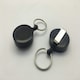 image 4 of Pack of 6 Black Round Key Reels - Retractable Recoil Ring Keyring Belt Clip
