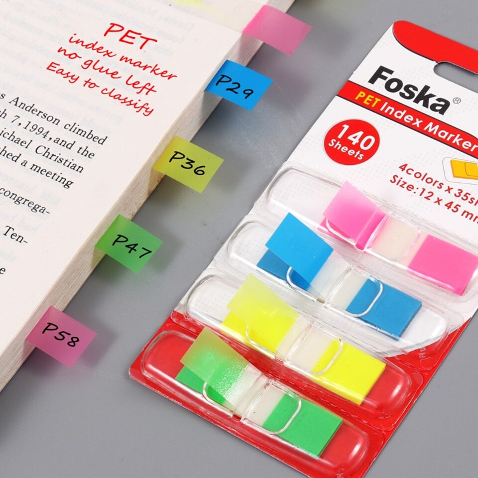 image 1 of Pack of 140 PET Sticky Index Page Markers 12 x 45mm