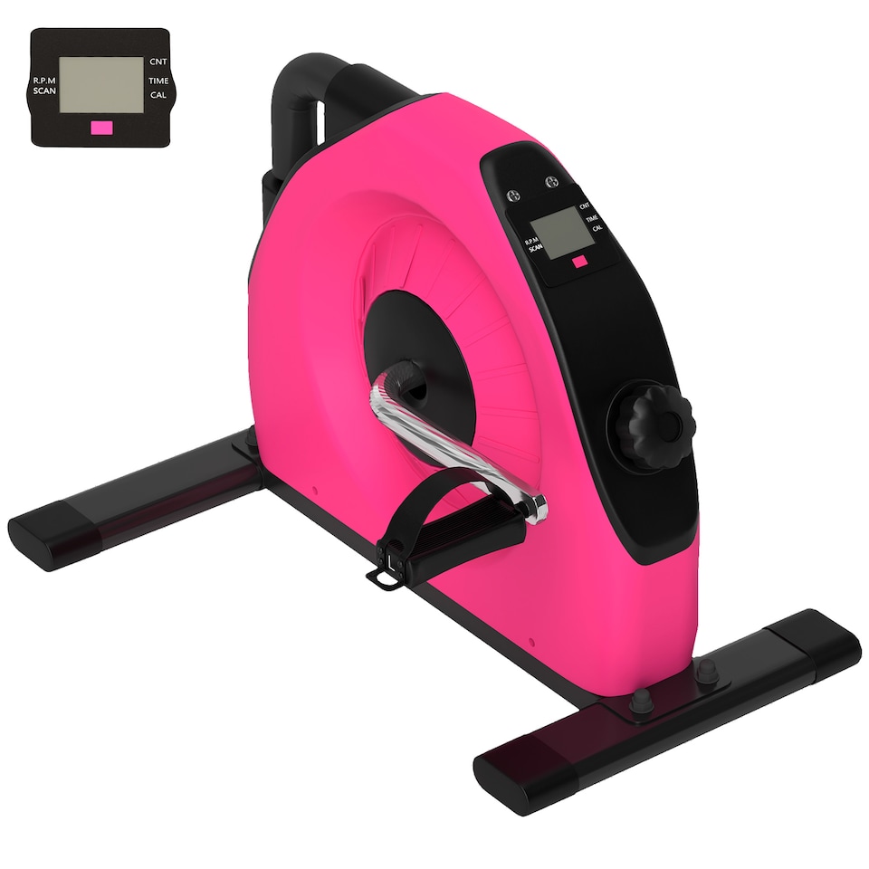 image 1 of SPORTNOW Mini Exercise Bike, Under Desk Bike for Legs, Arms Workout, Pink