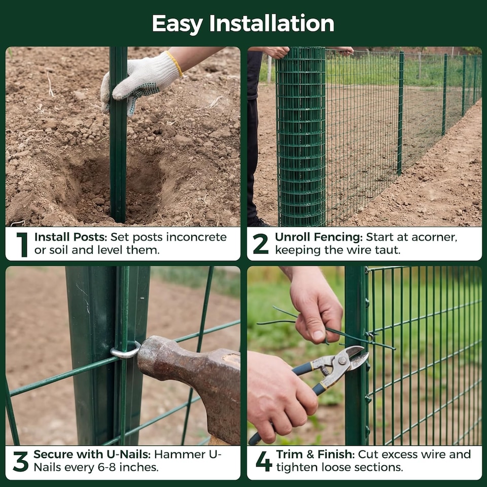 PVC Coated Wire Fence Roll Galvanised Garden Mesh Fence Plant Support 1 ...