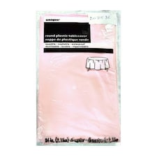 Unique Party Round Plastic Plain Tablecover - Pastel Pink - One Size