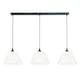 image 4 of ValueLights Lauren White Pleated Shade 3 Drop Bar Matte Black Diner Ceiling Pendant Light Black