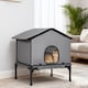 image 9 of PawHut Outdoor Cat House, Waterproof Insulated Cat Kennel with Elevated Base, Cushion, Foldable Feral Kitty Shelter for Indoor Outdoor Kittens, Grey