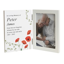 Personalised Memorial Wooden Hinged 6x4 Photo Frame | White | One Size