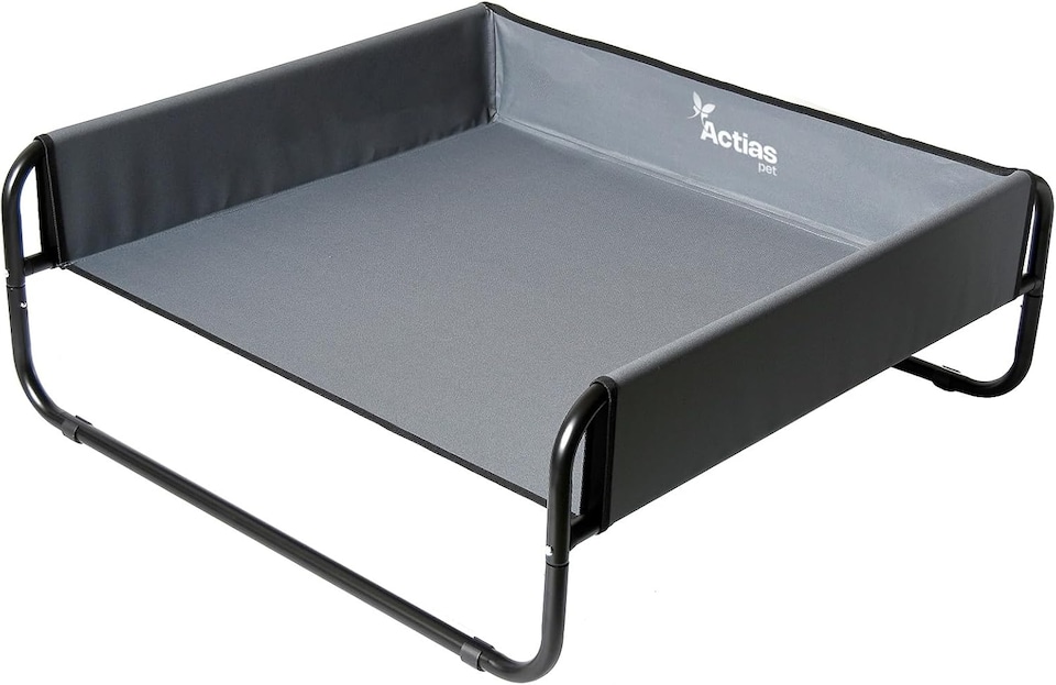 image 1 of Actiaspet Elevated Dog Bed Steel Frame Raised Pet Cot Black or Grey (Grey, Large)