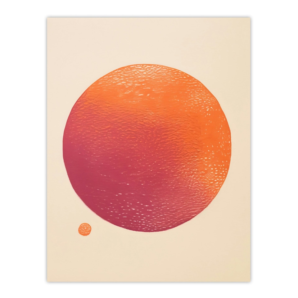 image 1 of Orange Sun Abstract Minimalism Amber Home Decor Black Framed Wall Art Print A4