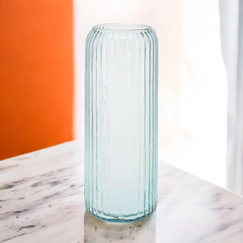 image 1 of 36cm Large Tall Decorative Glass Vase Flowers Arrangement Vertical Line Design