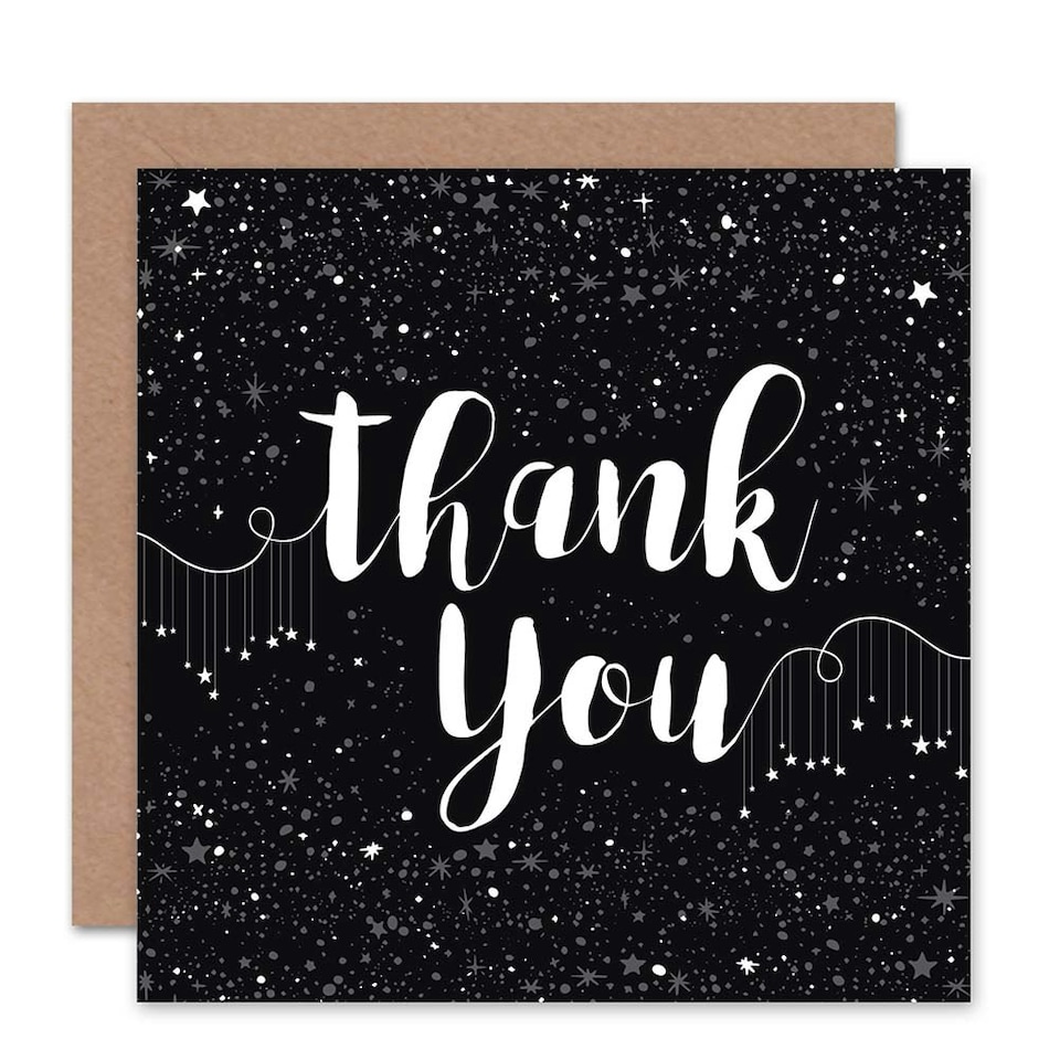 image 1 of Stars Pattern Typography Dark Thank You Card