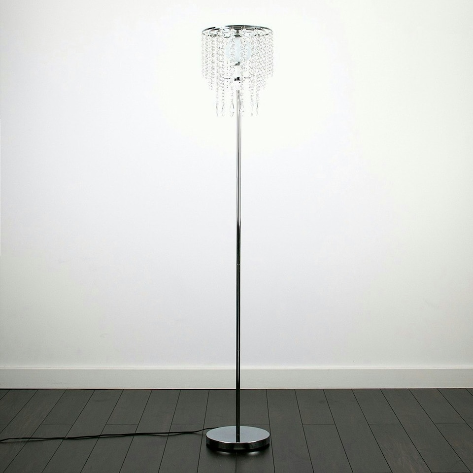 image 1 of ValueLights Bronte Chrome & Clear Acrylic Droplet Floor Lamp Chrome