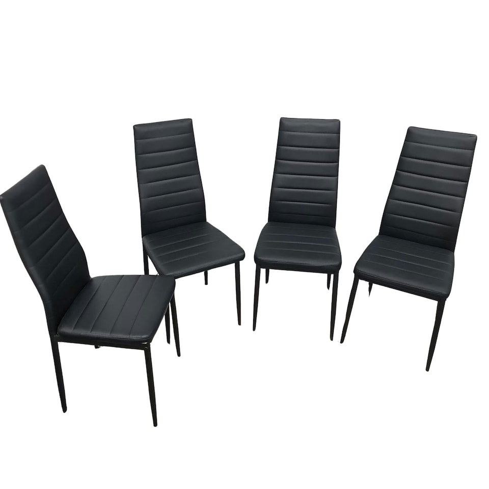 image 1 of Dining Chairs Set of 4 Black Leather Kitchen Chairs Black