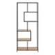 image 2 of Seaford Tall Black Metal Bookcase with 5 Oak Shelves