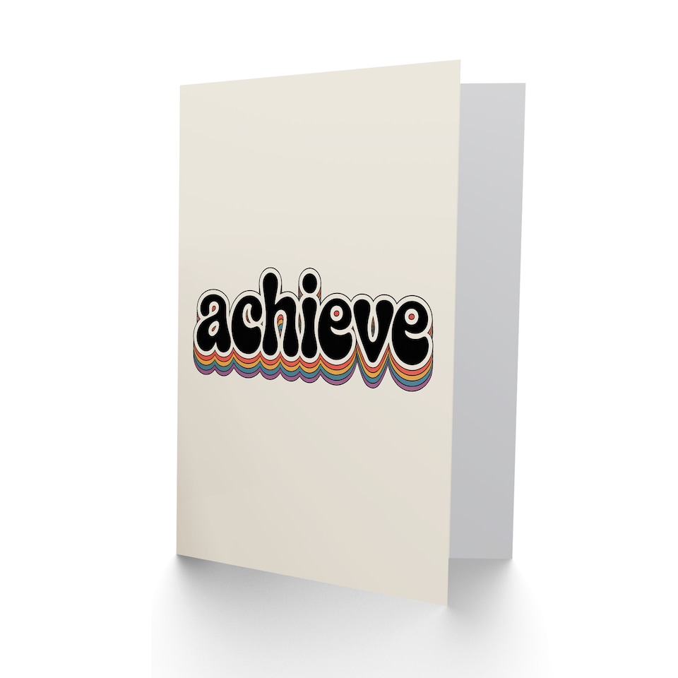 image 1 of Achieve Colourful Retro Rainbow Font Typography Good Luck Greeting Card