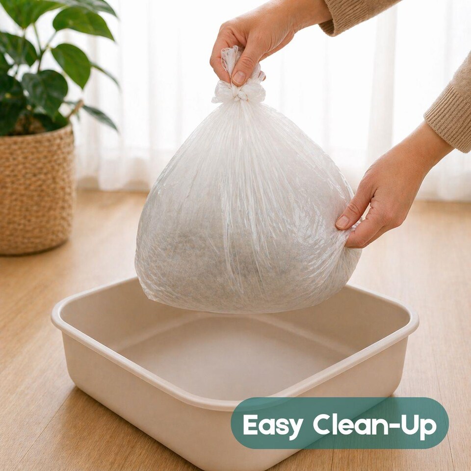 image 1 of Set of 64 Cat Litter Tray Liners Disposable Waste Bags 30cm x 70cm Lemon Scented